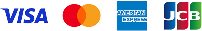 Visa, Mastercard, American Express, JCB